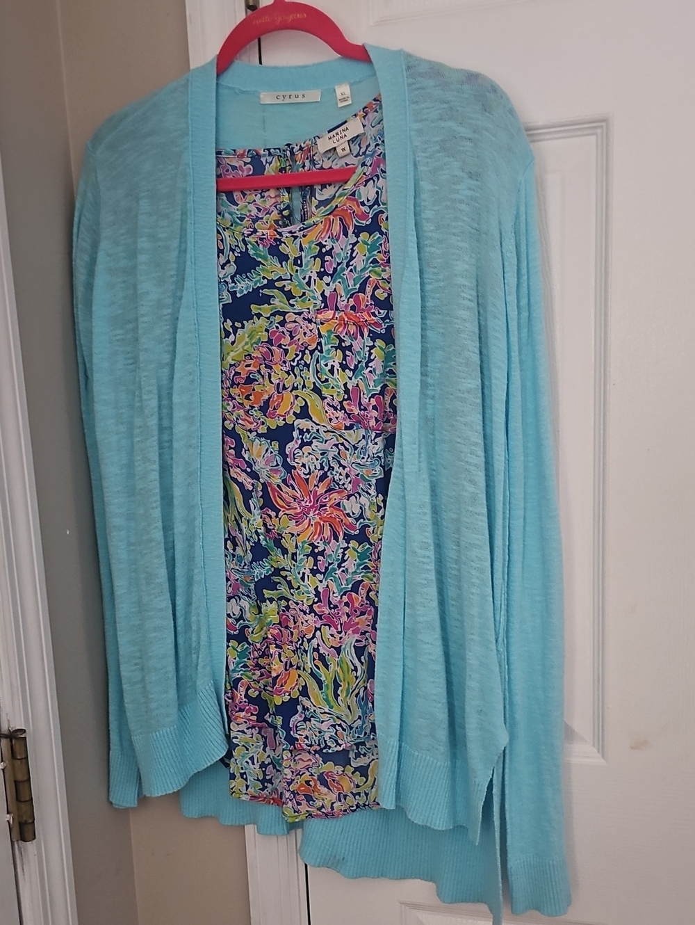 Marina Luna Light Blue Open-Front Cardigan